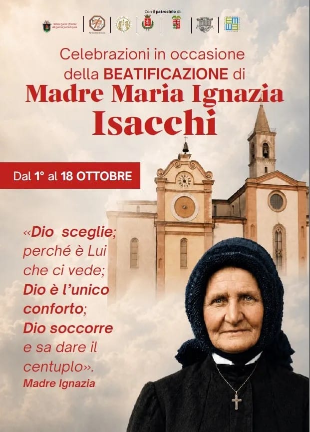 Locandina delle celebrazioni per la beatificazione di Madre Maria Ignazia Isacchi, dal 1° al 18 ottobre